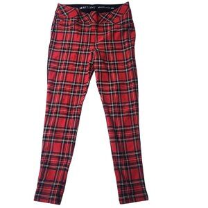 Nygard Luxe Slims Pant Jegging Womens size Large 14-16 Red Tartan Plaid